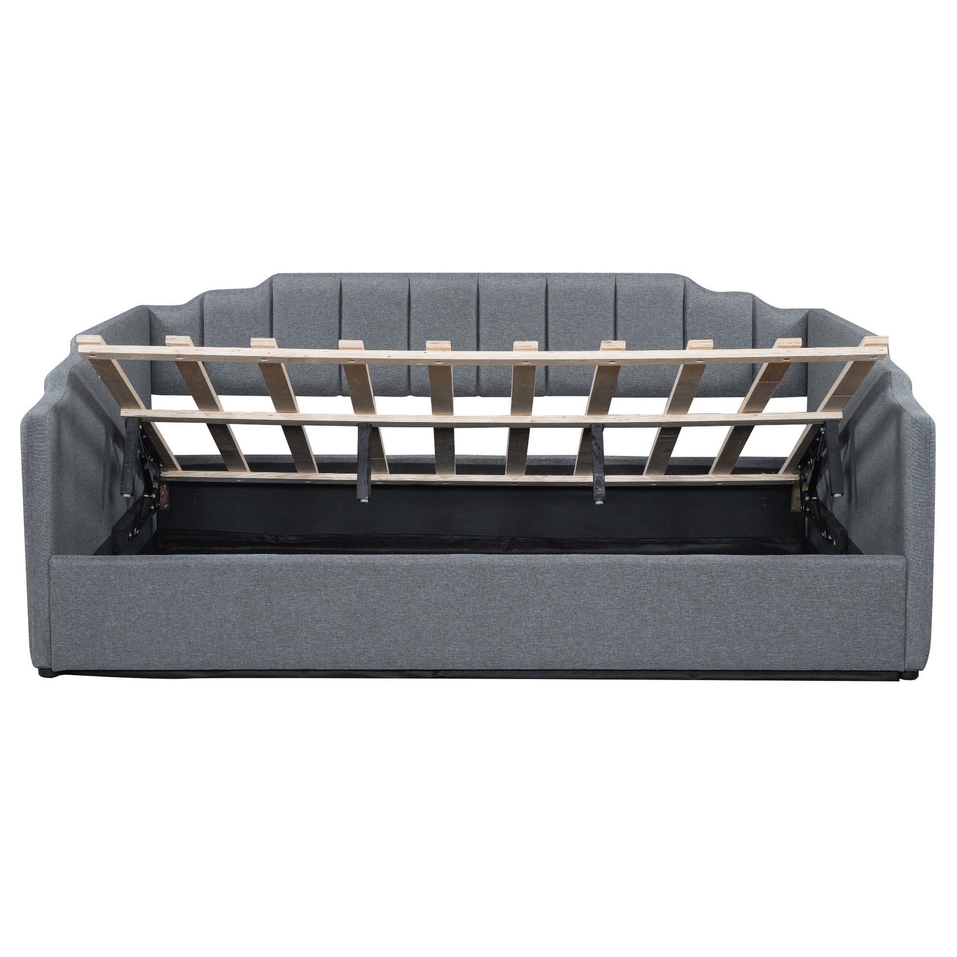 Upholstered Daybed With Underneath Storage,Full Size, Gray Full Gray Upholstered