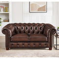 Versailles Leather Loveseat Caramel Down Filling Genuine Leather