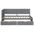 Twin Size Wood Daybed With 2 Drawers And Rustic Guardrail, Ancient Grey Expected Arrival Time: 8.28 Box Spring Not Required Twin Grey Wood Daybeds Solid Wood Mdf