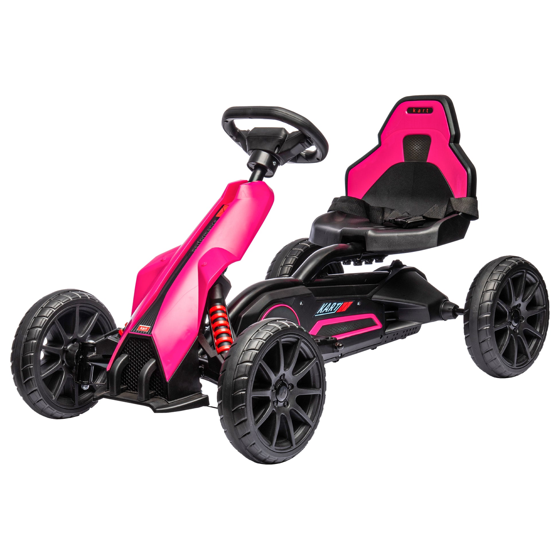 Aosom 12V Electric Go Kart For Kids, Outdoor Ride On Toy With Forward Backward Drive & Adjustable Speed, Gift For Child 3 8 Years Old, Pink Pink Iron Plastic