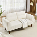 Convertible Futon Sofa Bed, Comfy Loveseat Sleeper Sofa With Adjustable Armrest, Strengthen Wood, Thick Padded Cushion, Small 2 Seater Couch For Living Room, Bedroom, Beige Beige Foam 2 Seat