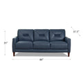 Mavis Leather Sofa Navy Memory Foam Genuine Leather 3 Seat