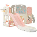 11 In 1 Toddler Slide, Kids Slide For Toddler Age 1 3 With Basketball Hoop, Kids Slide Playset Structure,Arch Tunnel And Telescope, Toy Storage Organizer For Toddlers, Kids Climbers Playground Pink Cute 1 To 2 Years Hdpe Indoor & Outdoor Use