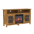 Classic Glass Door Fireplace Tall Tv Stand For Tvs Up To 65