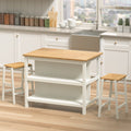 3 Pcs Dining Table Set Rustic Retro Breakfast Table Dining Stools Rubber Wood For 2 With Two Open Shelves For Small Space Kitchen Dining Room Cream White White Rubber Wood