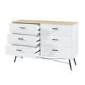 6 Drawer Dresser For Bedroom With Deep Drawers, Wood Dressers & Chest Of Drawers, Modern White Long Dressers For Closet Living Room, 47.2