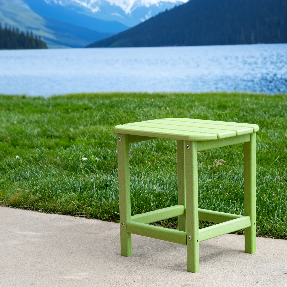 Hdpe Compact Side Table, Perfect For Indoor Outdoor Use, Ultra Durable Weather Resistant Design, Green Light Green Hdpe