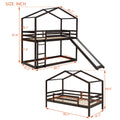 Twin Over Twin Bunk Bed With Roof, Slide And Ladder, Espresso Twin Espresso Solid Wood