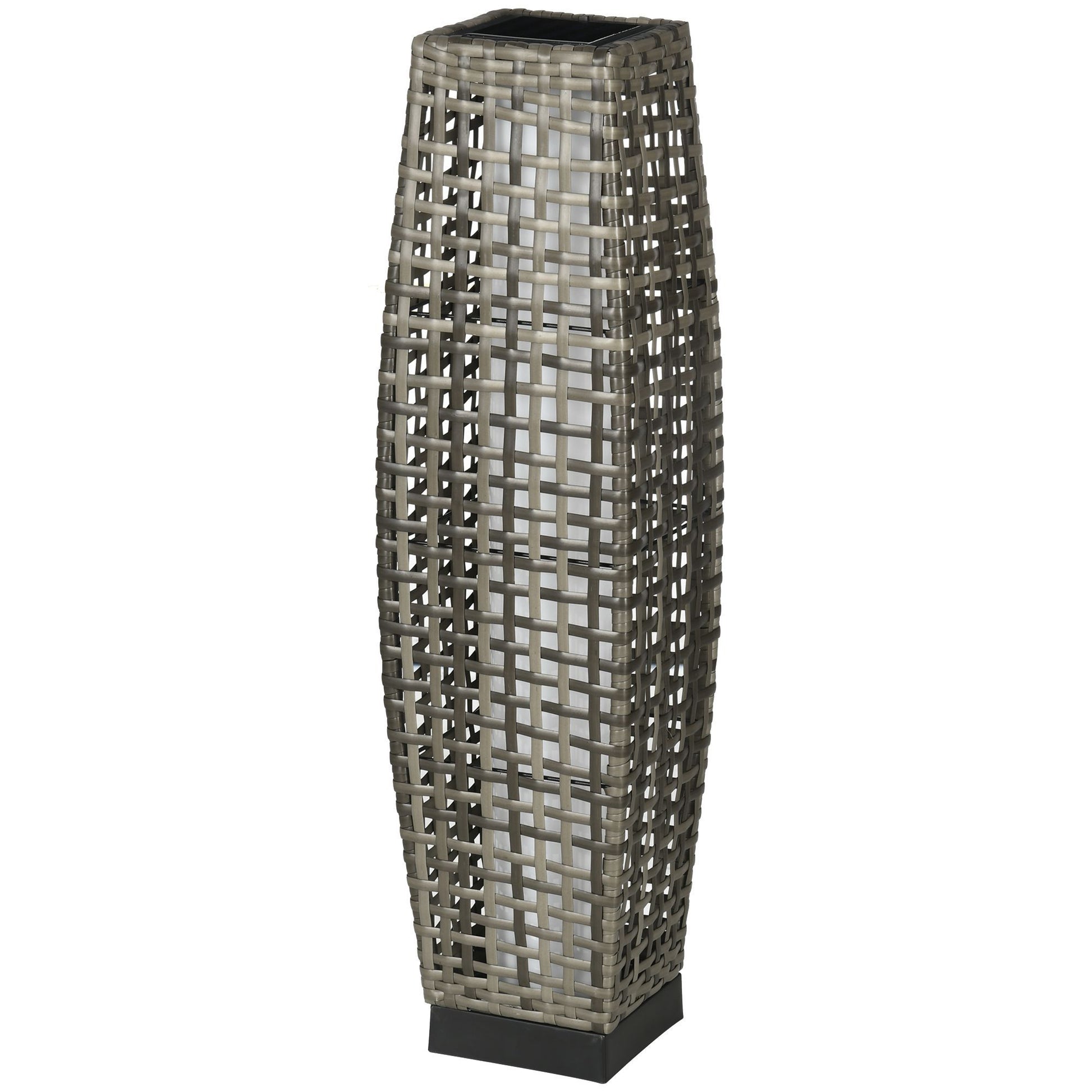 Outsunny Solar Floor Lamp, Outdoor Garden Lantern Pathway Light & Decorative Driveway Lighting With Auto On Off Led Lights For Porch, Yard, Lawn, Courtyard, Deck, Gray Grey Steel