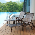 Aluminium Cast Lounge Chair 2Pcs Brown Brown Aluminium