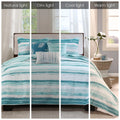 6 Piece Printed Quilt Set With Throw Pillows Aqua King Cal King King Aqua Cotton