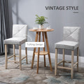 Homcom Modern Bar Stools Set Of 2, Upholstered Bar Height Kitchen Stools With Build In Footrest, Solid Wood Legs, Beige Beige Polyester