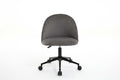 Velvet Fabric Office Chair Desk Chair, Mid Back Adjustable Swivel Computer Chair With Black Legsmodern Upholstered Desk Chair With Wheels Grey Black Foam Polyester Blend