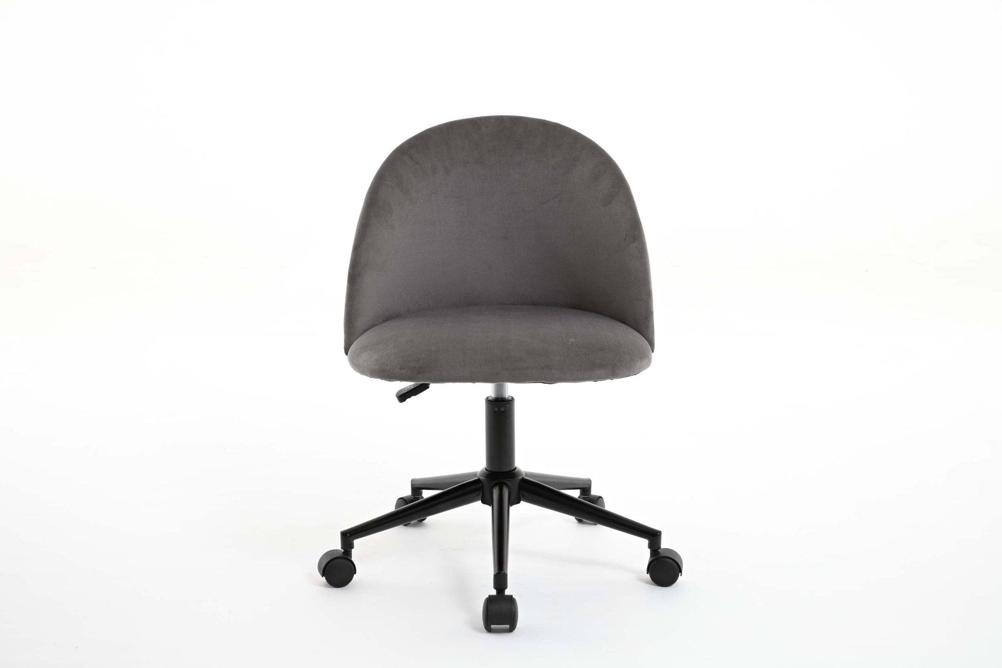 Velvet Fabric Office Chair Desk Chair, Mid Back Adjustable Swivel Computer Chair With Black Legsmodern Upholstered Desk Chair With Wheels Grey Black Foam Polyester Blend