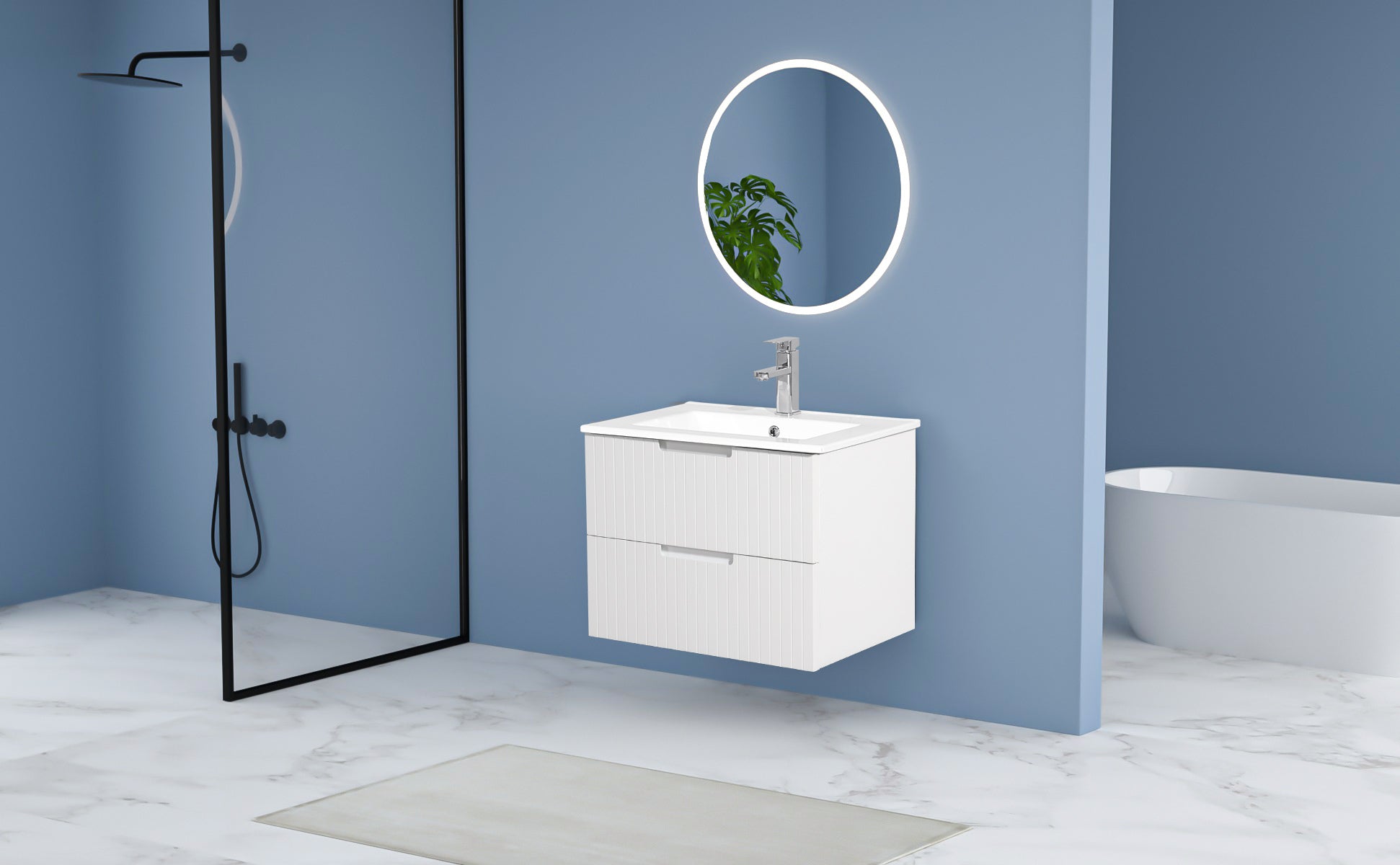 24 Inch Floating Bathroom Vanity With Ceramic Sink, Modern Bath Storage Cabinet Vanity With Drawers Wall Mounted Combo Set For Bathroom, White White Mdf