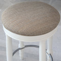 Bar Stools Set Of 2 White Color, 360 Degree Swivel, Accent Wooden Swivel Seat Counter Height Bar Stool, Grey Cushion Seat, Barstool Perfect For Dining And Living Room Height 26