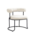 Coolmore Boucle Dining Chairs Set Of 2, Mid Century Modern Curved Backrest Chair, Round Upholstered Kitchen Chairs Beige Boucle Beige Foam Mdf Metal