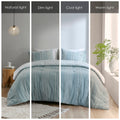 3 Piece Cotton Jacquard Comforter Set Aqua King Cal King King Aqua Cotton