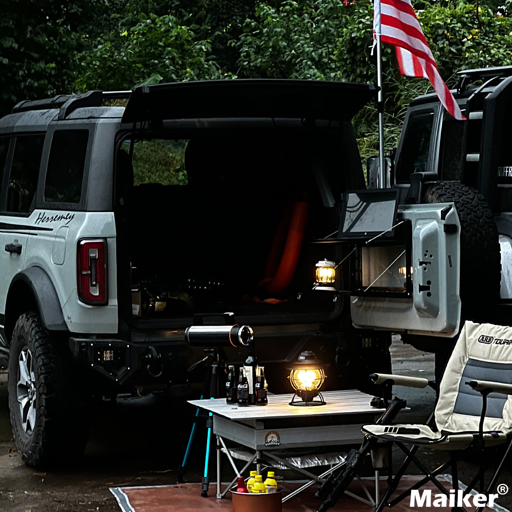 Tailgate Table Rear Foldable Cargo Shelf Aluminum Alloy Storage Shelf Molle Panel For Ford Bronco 2021 2024 Black Steel