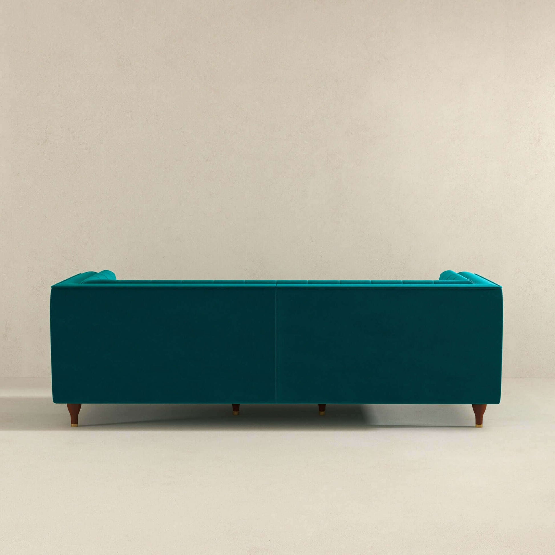 Evelyn Mid Century Modern Teal Velvet Luxury Chesterfield Sofa Teal Brown Velvet Wood Primary Living Space Tufted Back Mid Century Modern Engineered Hardwood Foam Solid Wood,Velvet 3 Seat