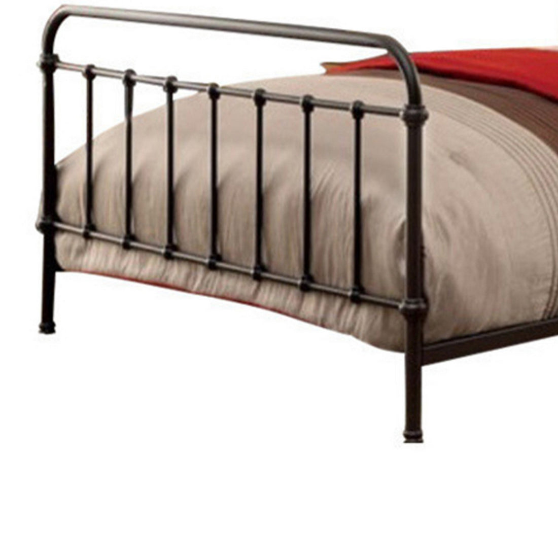 Metal Full Size Platform Bed With Headboard & Footboard, Deep Bronze Bronze Metal