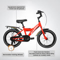 A16115 Kids Bike 16 Inch For Boys & Girls With Training Wheels, Freestyle Kids' Bicycle With Fender And Carrier. Red Steel