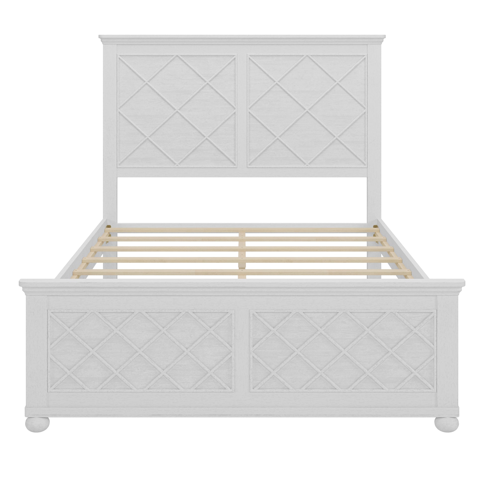 Coastal Farmhouse Solid Wood Full Size Bed Frame,Antique White Box Spring Not Required Full Antique White Wood Bedroom Farmhouse,Traditional,Vintage Bed Frame Wood