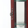 Corner Curio Cabinet With Lights, Adjustable Tempered Glass Shelves, Mirrored Back, Display Cabinet,Cherry E26 Light Bulb Not Included Cherry Mdf