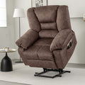 Power Lift Recliner Chair Sofa For Elderly With Massage Brown Velvet Power Remote Metal Primary Living Space Soft Cushion Back Heavy Duty American Design,American Traditional,Classic Pillow Top Arms Foam Velvet