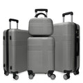 Luggage 4 Piece Set With Spinner Wheels, Hardshell Lightweight Suitcase With Tsa Lock,Checked Luggage,Silver Gray 12 20 24 28In Silver Grey Abs