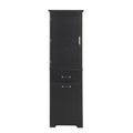 Tall Bathroom Storage Cabinet, Freestanding Storage Cabinet With Two Different Size Drawers And Adjustable Shelf, Mdf Board With Painted Finish, Black Black Mdf