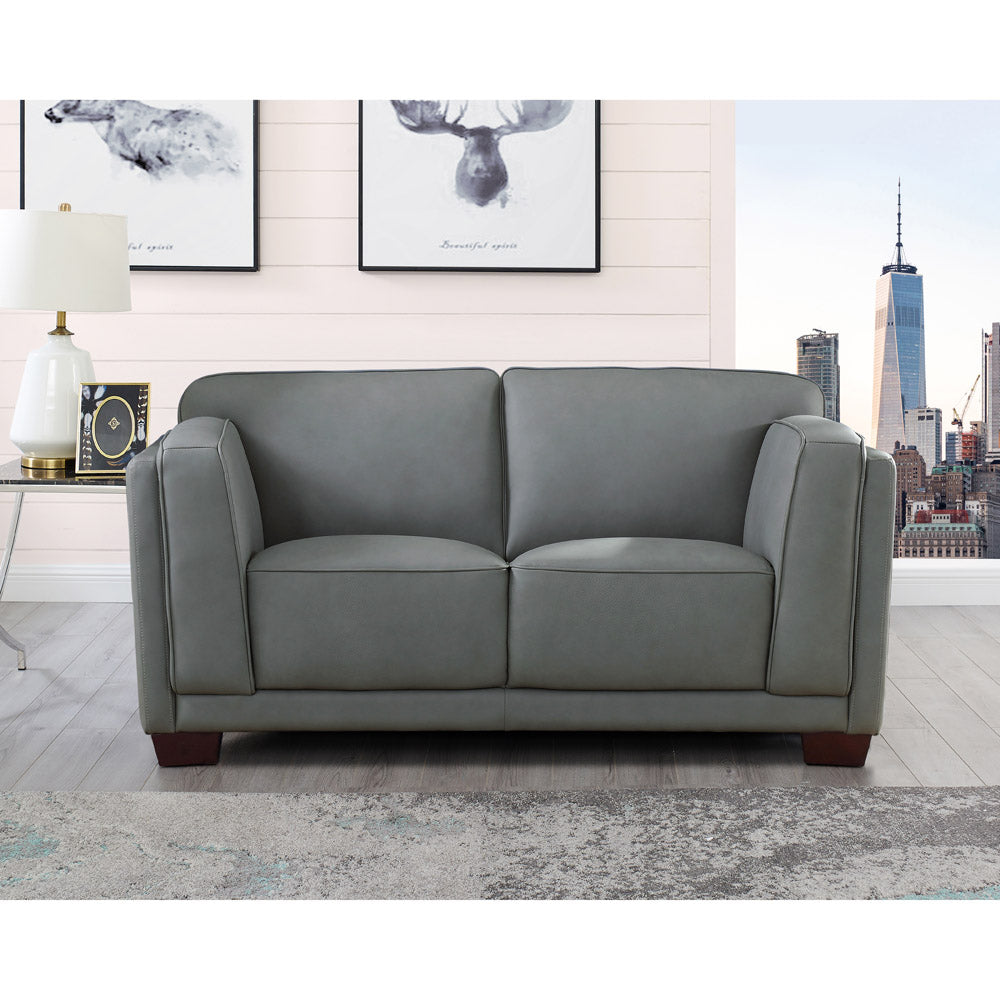 Marshall Leather Loveseat Slate Memory Foam Genuine Leather