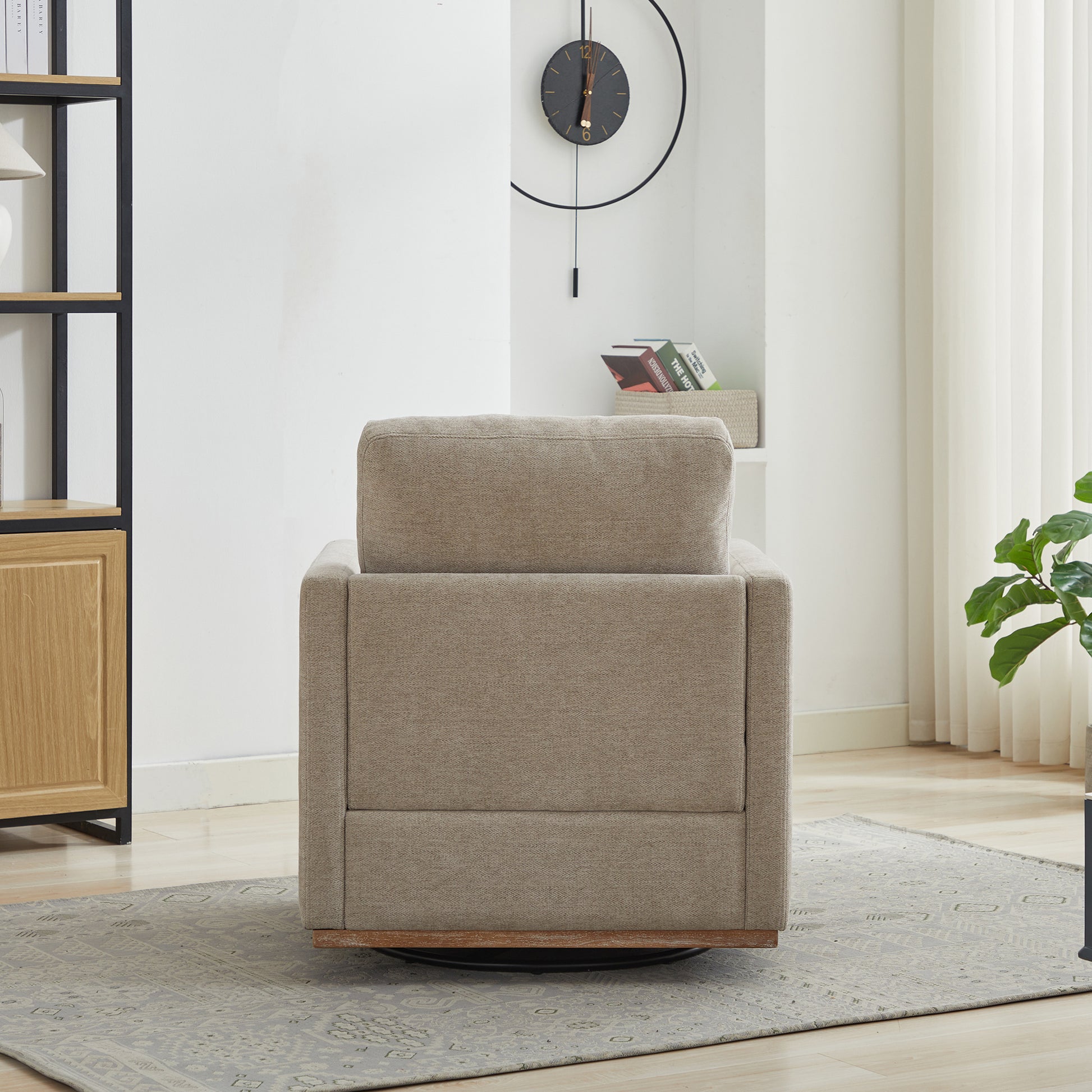 30.7"W Square Upholstered Swivel Accent Chair And Comfy Accent Single Sofa Chair, 360 Degree Club Chair, Lounge Armchair For Living Room Bedroom Apartment Nursery.Taupe Taupe Chenille