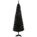 Homcom 6' Artificial Pencil Christmas Tree, Slim Xmas Tree With 390 Realistic Branch Tips And Plastic Stand, Black Black Plastic