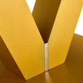 Modern Minimalist Coffee Table. Tempered Glass With Stickers Tabletop,Golden Mdf Pillars. Suitable For Living Room And Dining Room Gold Mdf Glass