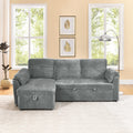 Corduroy Tufted Upholstered Sleeper Sectional Sofa, L Shaped Modular Convertible Sofa With Storage Chaise, Pull Out Sleep Couch Bed And Reclining Backrest Perfect For Living Space,Grey Full Grey Corduroy