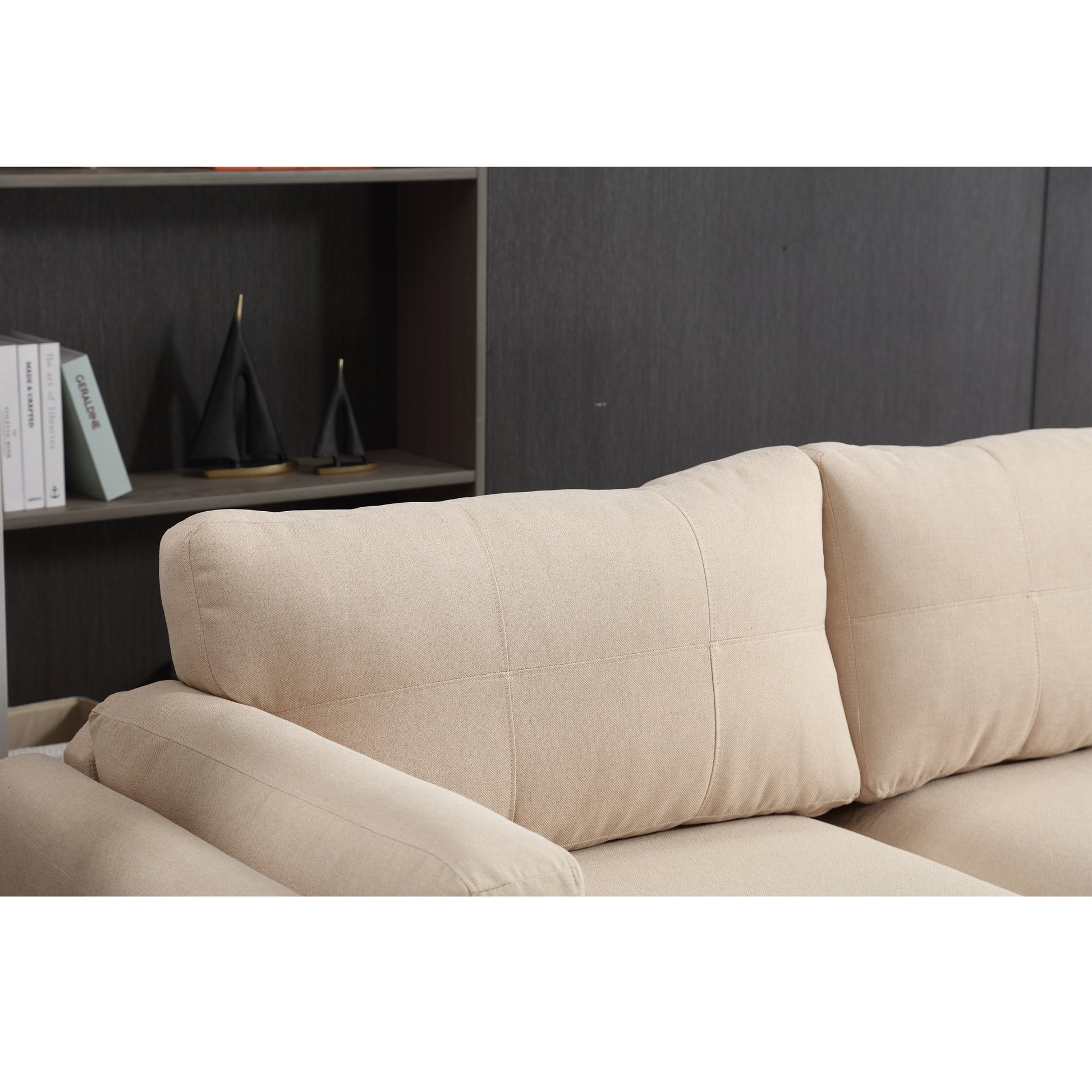 Oversized Modern 2 Piece Sofa Set Couch And Loveseat Set 2 3 Seater Sofa Set, Living Room Set, Loveseat & 3 Seater Couch, Khaki Khaki Primary Living Space Fabric 5 Seat
