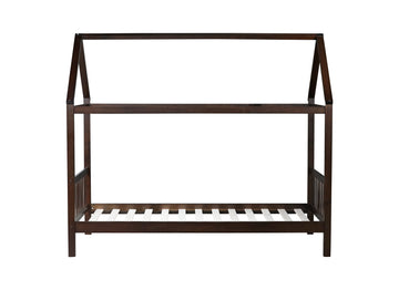 Twin House Bed With Headboard And Footboard, Twin Rubber Wood Bed With House Frame,Esspresso Twin Espresso Rubber Wood