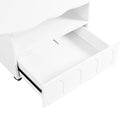 Flexible Cream Style Coffee Table With 2 Brake Wheels, Cloud Top Side Table With Drawer, Irregular Center Table With Large Storage For Living Room, White, 39.37''X 23.6'' White Particle Board