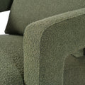 Mirod Sleek Right Angle Armrests, Ergonomic Lumbar Support, Square Wooden Block Legs, Inclined Seat For Comfort, Artistic Statement Piece For Living Room,Bedroom And Study Green Boucle