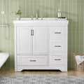 36'' Bathroom Vanities With Single Sink, Modern Under Mount Bathroom Sink Cabinet With 2 Closing Doors & 4 Drawers. White, 35.8''W X 19.7''D X 35.4''H. White Particle Board Mdf