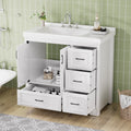 36'' Bathroom Vanities With Single Sink, Modern Under Mount Bathroom Sink Cabinet With 2 Closing Doors & 4 Drawers. White, 35.8''W X 19.7''D X 35.4''H. White Particle Board Mdf