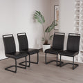 Modern Dining Chairs,Pu Faux Leather High Back Upholstered Side Chair With C Shaped Tube. Black Metal Legs For Dining Room Kitchen Vanity Patio Club Guest Office Chair Set Of 4 Black Pu Black Foam Pu