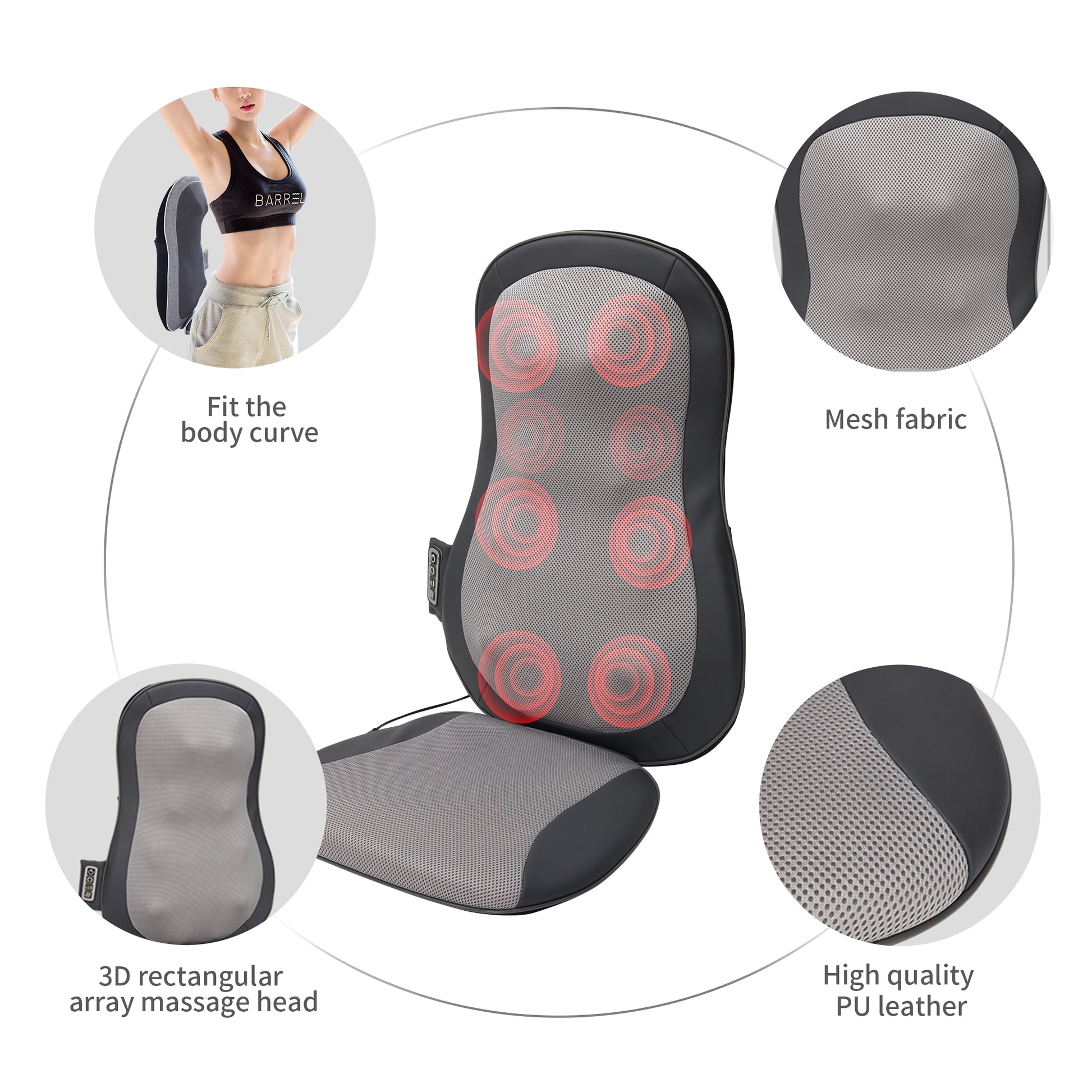 Massage Nodes, Full Set Massage Pad,Thai Massage Car Cushion Gray Polypropylene