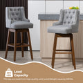 Coolmore Bar Stools Set Of 2 Counter Height Chairs With Footrest For Kitchen, Dining Room And 360 Degree Solid Wood Legs Swivel Bar Stools Set Of 2 Gary Linen Gray Foam Linen