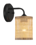 Reef Single Lights Wall Sconce With Natural Rattan Shade Rustic Wicker Wall Light Black,Rattan Metal,Rattan