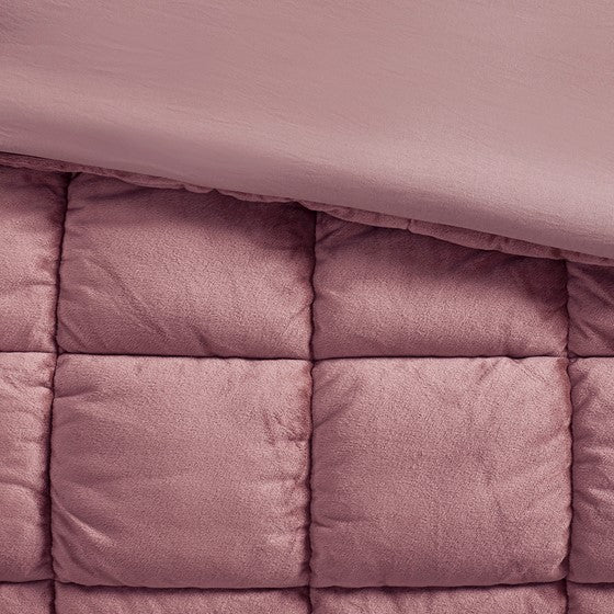 3 Piece Comforter Set Full Pink Polyester