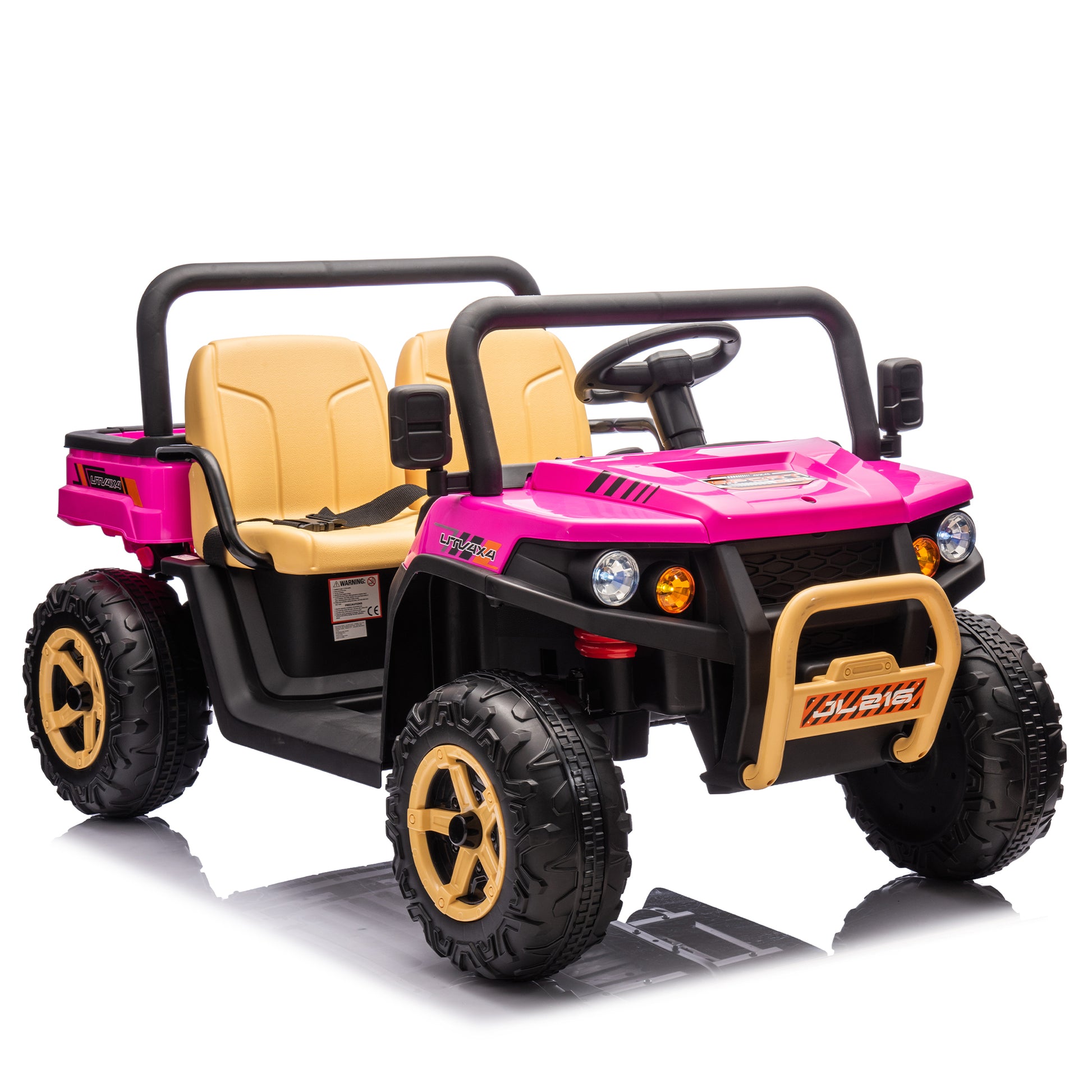 24V Xxxl Kids Ride On Utv W Parents Remote Control,Two Seater,Automatic Tipping Bucket,Rear Wheel Suspension,Slow Start,Portable Handle,Safety Belt,Led Light,Usb,Mp3,Bluetooth,Horn For Kids Aged 3 8. Pink 50 99 Lbs Polypropylene