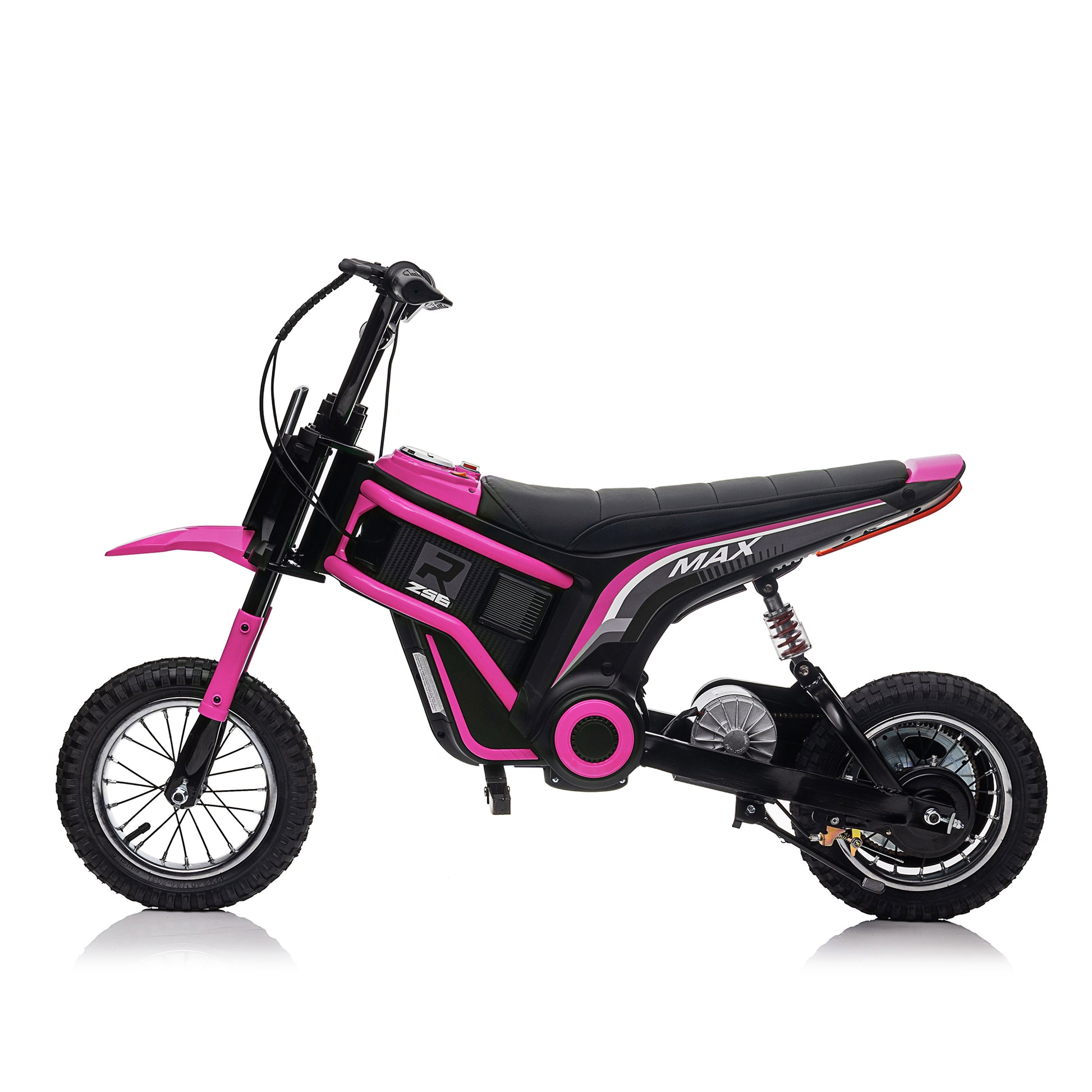 24V14Ah Kids Ride On 24V Electric Toy Motocross Motorcycle Dirt Bike Xxl Large,Speeds Up To 14.29Mph,Dual Suspension, Hand Operated Dual Brakes, Twist Grip Throttle, Authentic Motocross Bike Geometry Pink Polypropylene