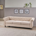 Sofa 3 Seater Beige Fabric